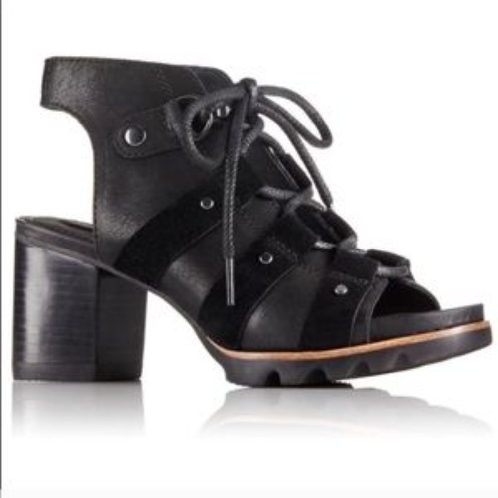Sorel Addington Block Heel Leather Sandal 9